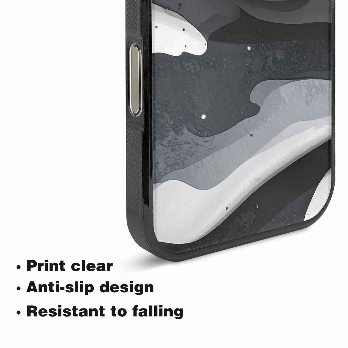 iPhone 16 Pro Max Case — Grey Camo Print, Custom Printed Phone Case