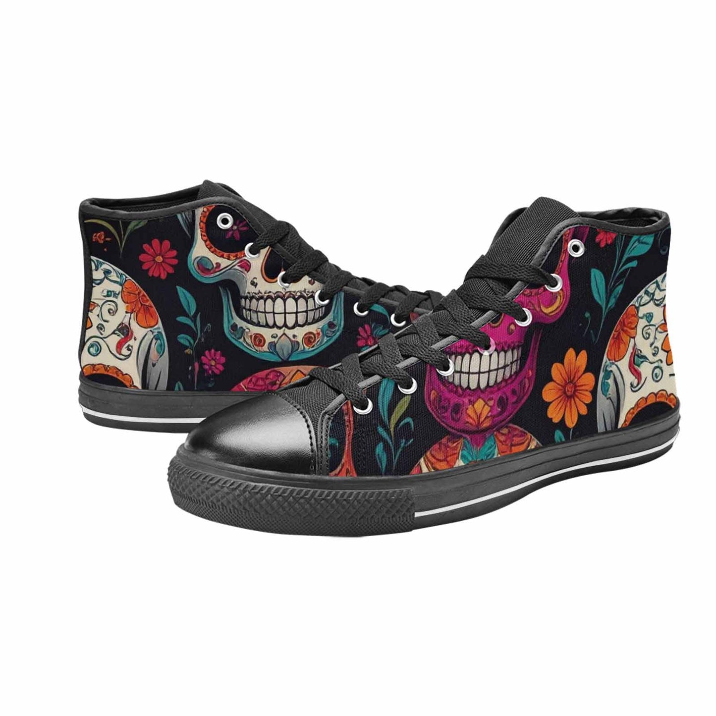 MEN'S Dia De Los Muertos Sugar Skull High Top Canvas Surreal Custom Shoes