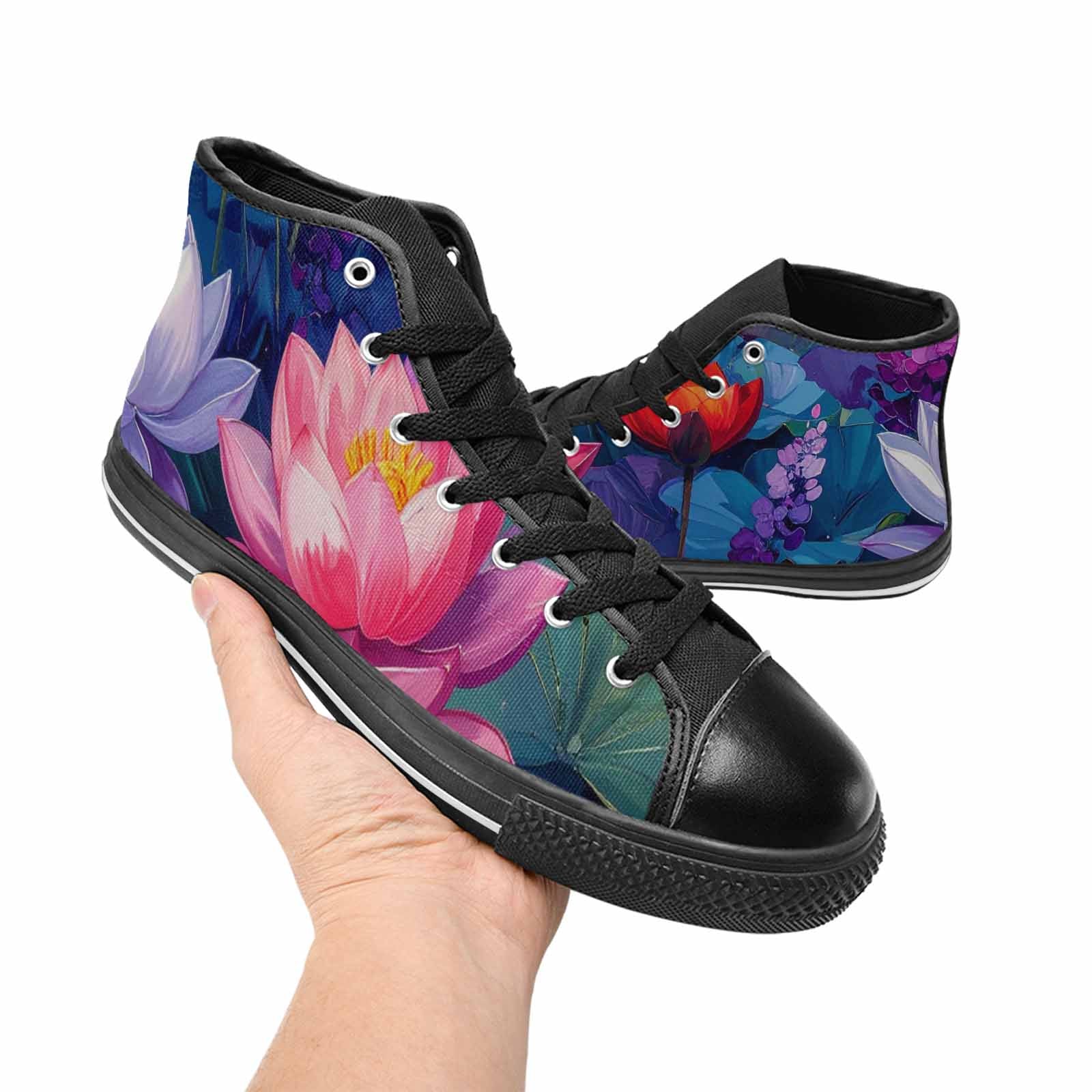 WOMEN'S Monet-Style Impressionist Water High Top Canvas Dreamcore Custom Shoes