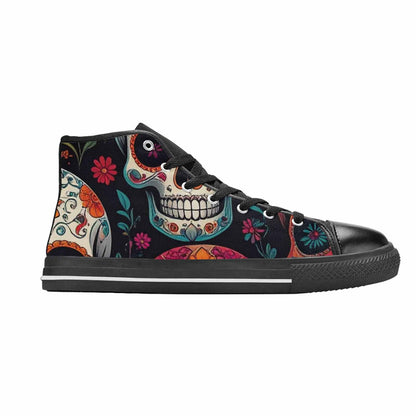 MEN'S Dia De Los Muertos Sugar Skull High Top Canvas Surreal Custom Shoes