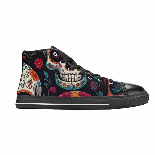 MEN'S Dia De Los Muertos Sugar Skull High Top Canvas Surreal Custom Shoes