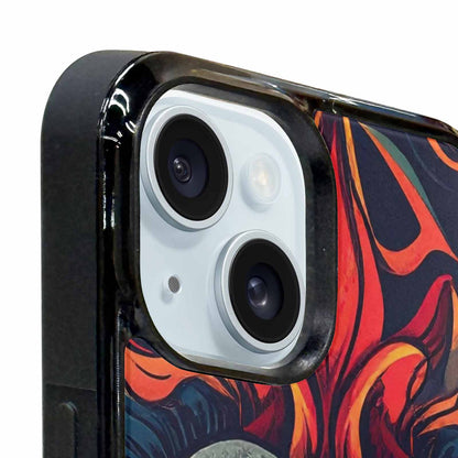 iPhone 15 Plus Case — Evil Circus Heads Faces Overlapping Patterns, Custom Print Case Cover