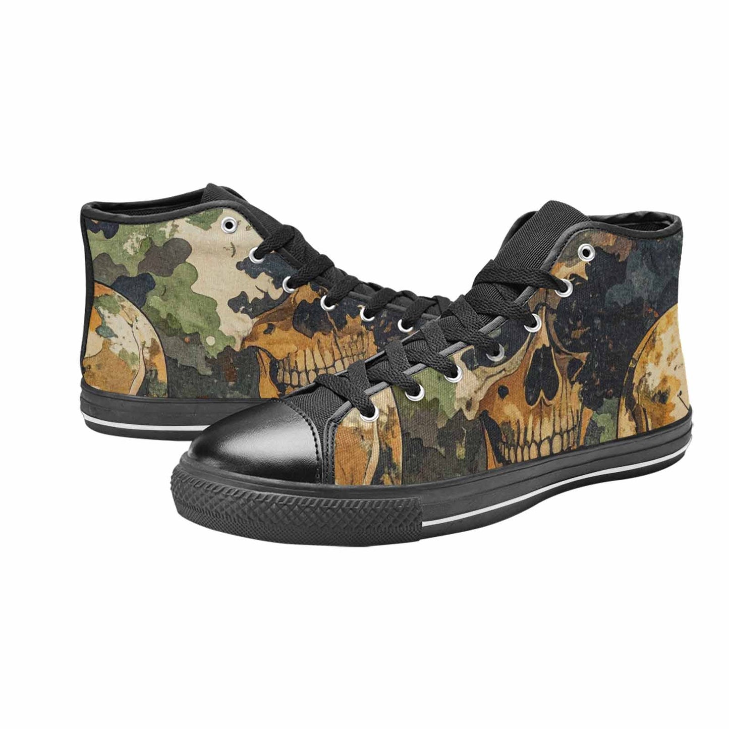 MEN'S Military Camo Skull High Top Canvas Neon Fantasy Custom Shoes