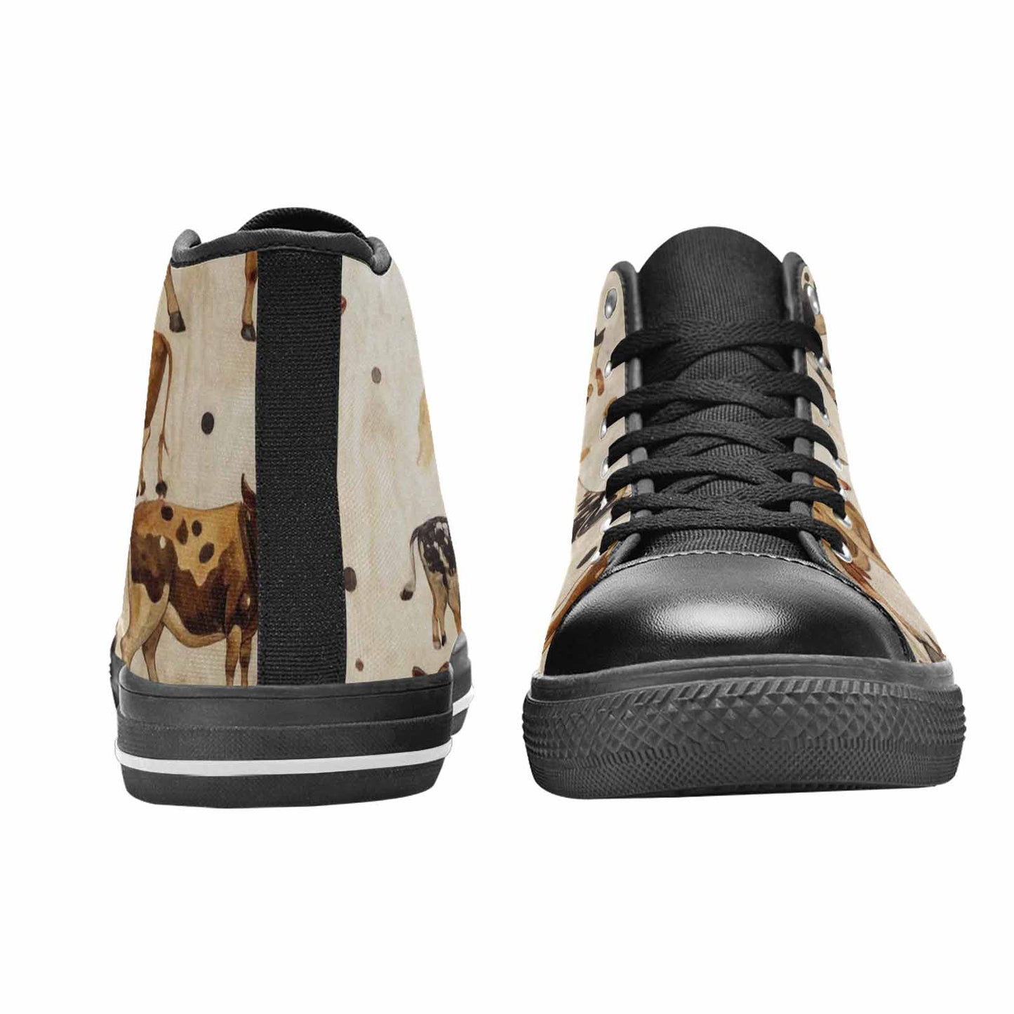 WOMEN'S Cow Animal Print High Top Canvas Cottagecore Custom Sneakers