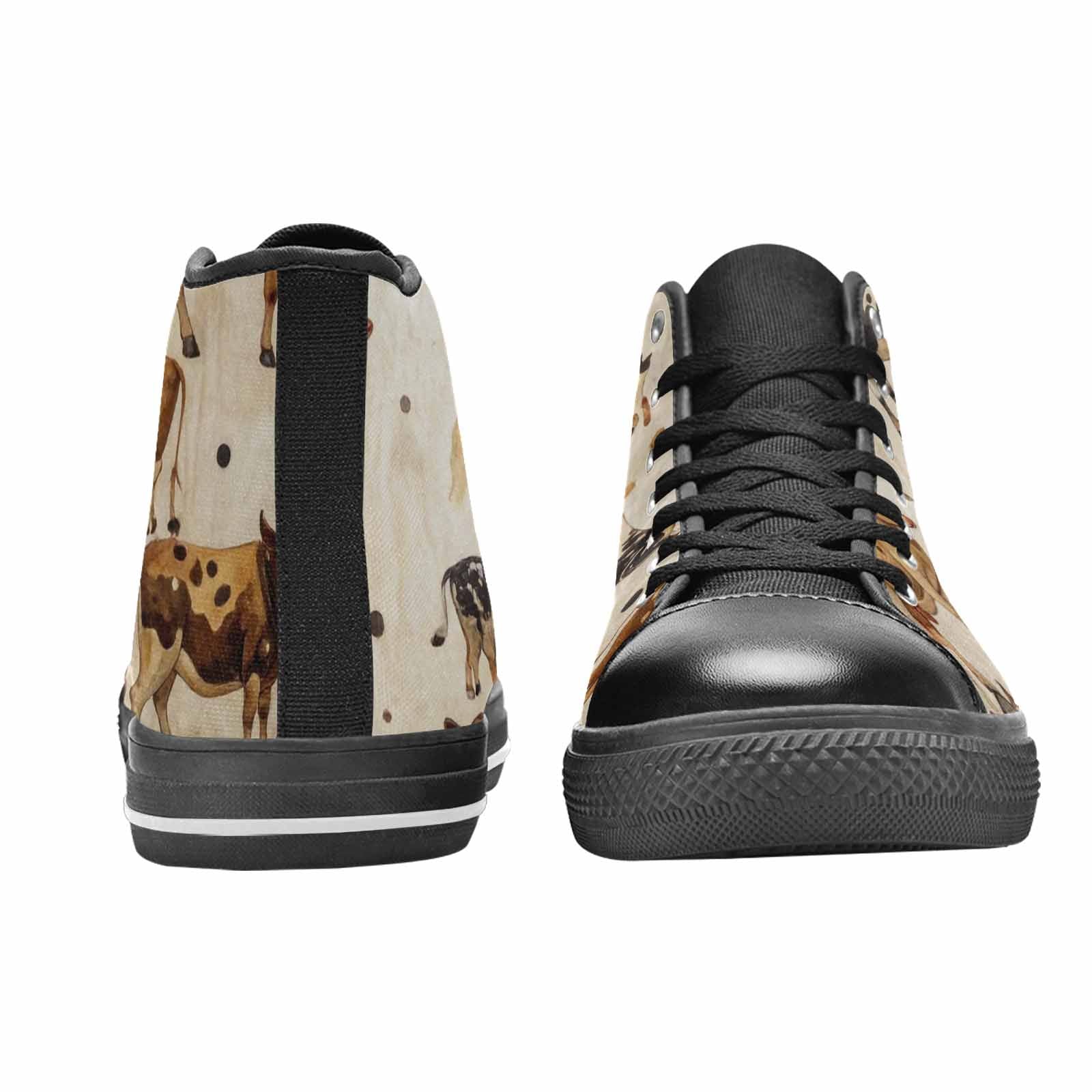 WOMEN'S Cow Animal Print High Top Canvas Cottagecore Custom Sneakers