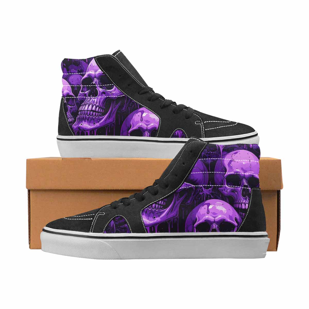 WOMEN'S Skulls High Top Canvas Wearable Art Aesthetic All Over Print Shoes