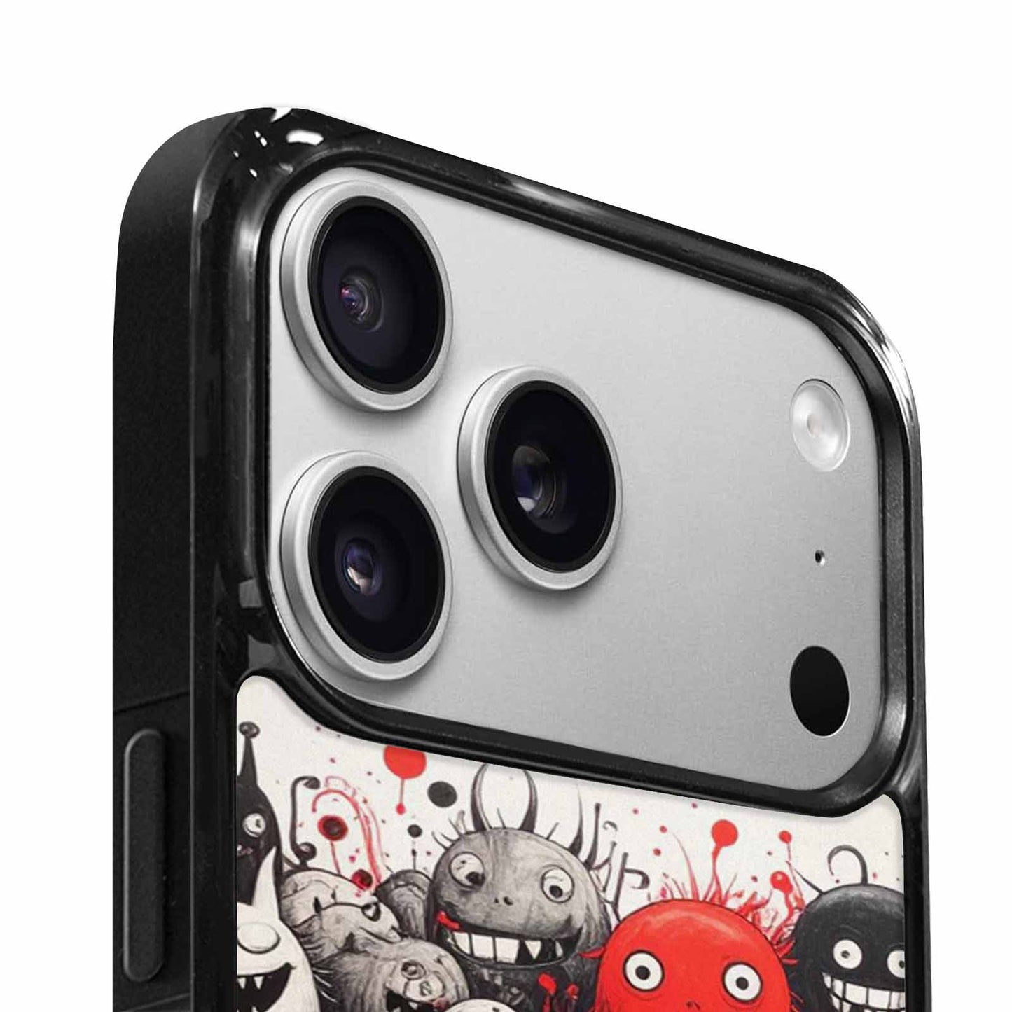 iPhone 17 Pro Case — Black Red Ink Monsters General Cartoon, Personalized Phone Case