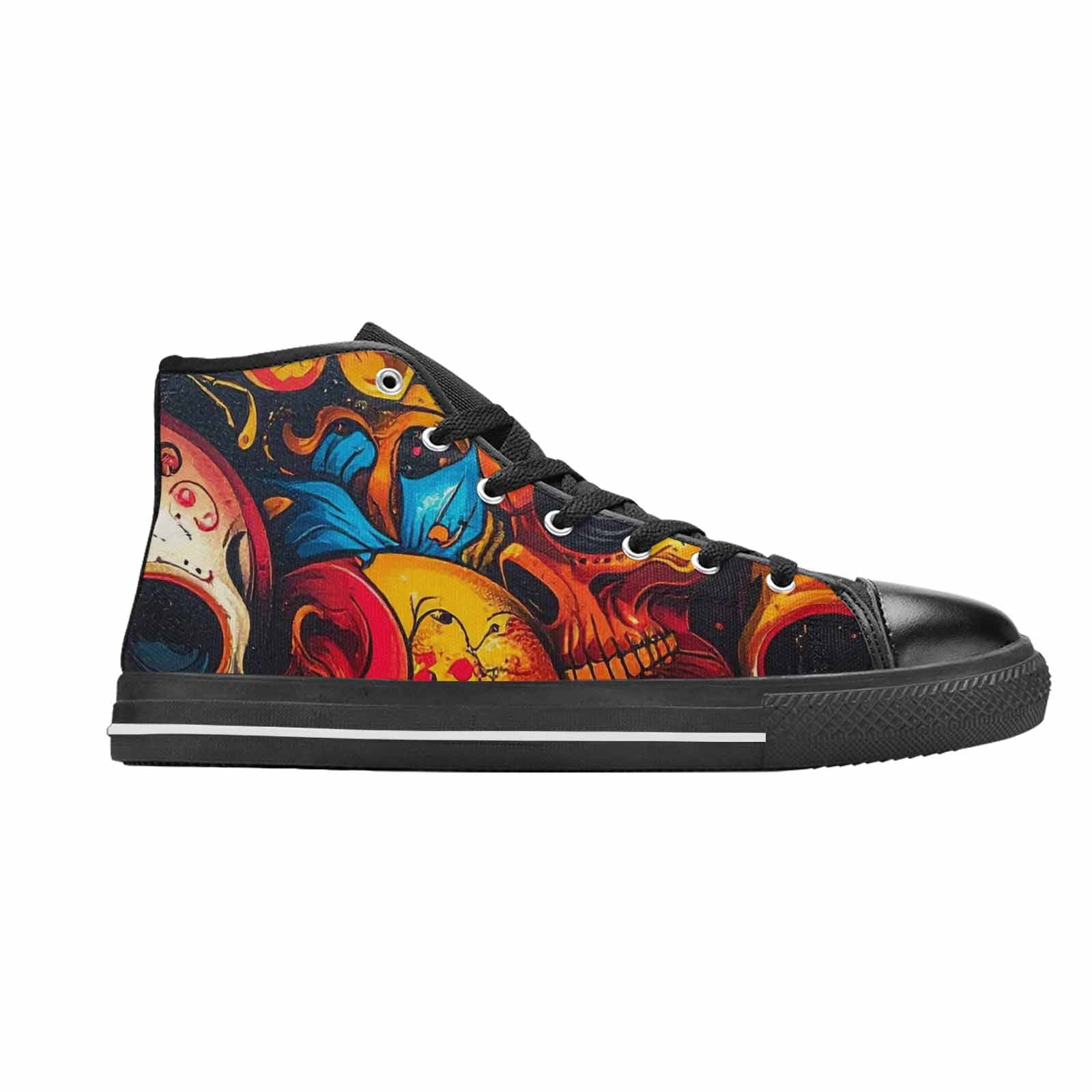 MEN'S Graffiti Skull High Top Canvas Surreal Custom Sneakers
