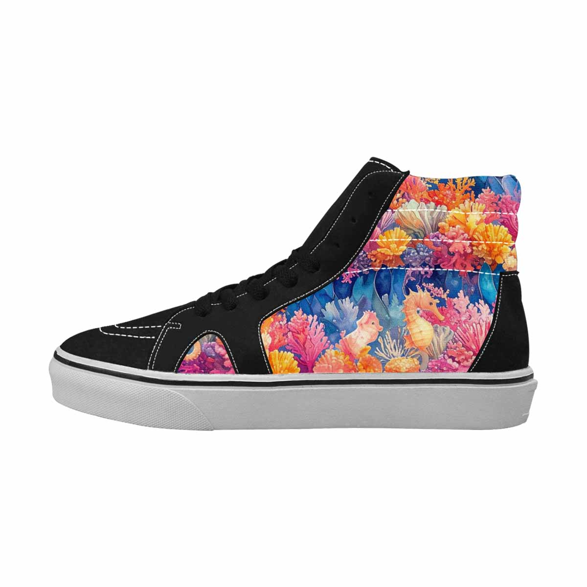 WOMEN'S Fish Scale Coral High Top Canvas Vibrant Chaos Sneakers