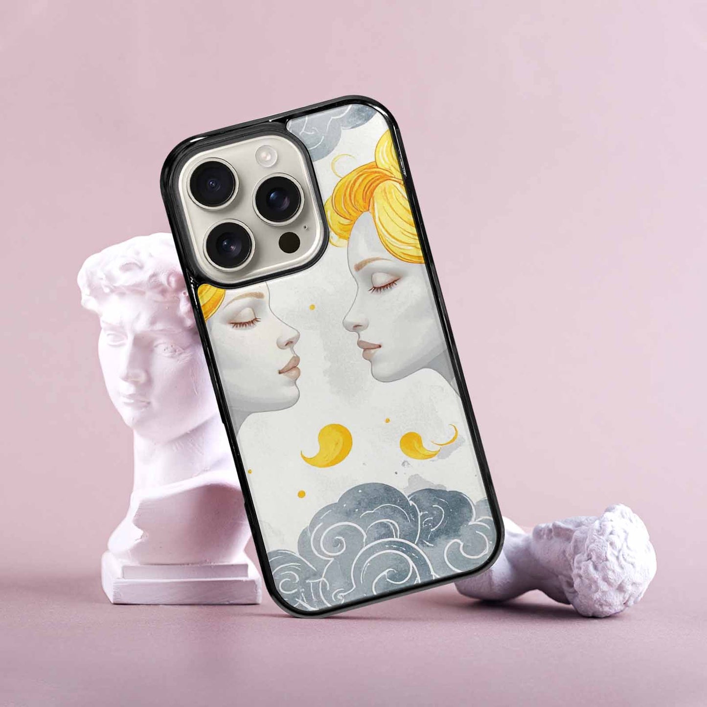 iPhone 16 Pro Case — Gemini Twins Zodiac Pattern Seamless Repeat, Personalized Phone Case