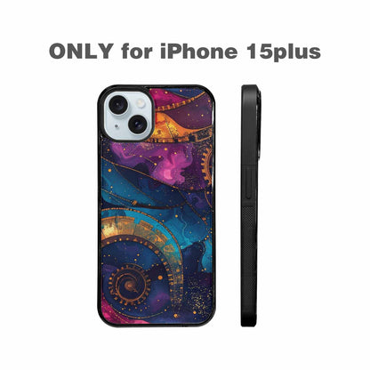iPhone 15 Plus Case — Steampunk Galaxy Art Seamless Pattern Vibrant, Custom Designed Case Cover