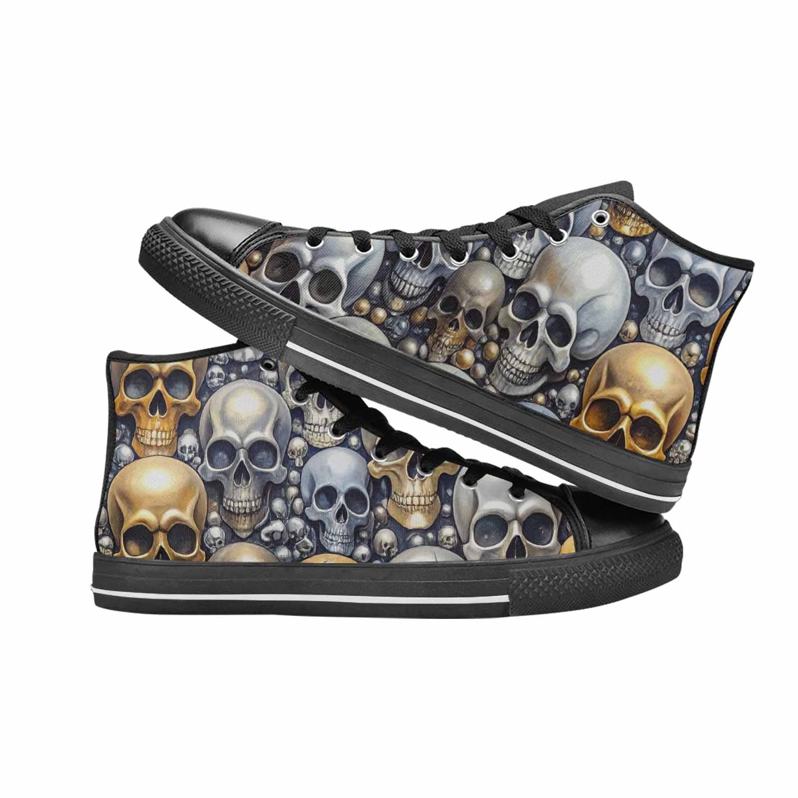 WOMEN'S Skulls - Metallic-Chrome- High Top Canvas Cottagecore Shoes