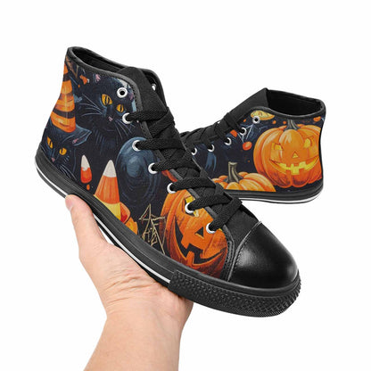MEN'S Halloween High Top Canvas Wallpaper Art Custom Sneakers