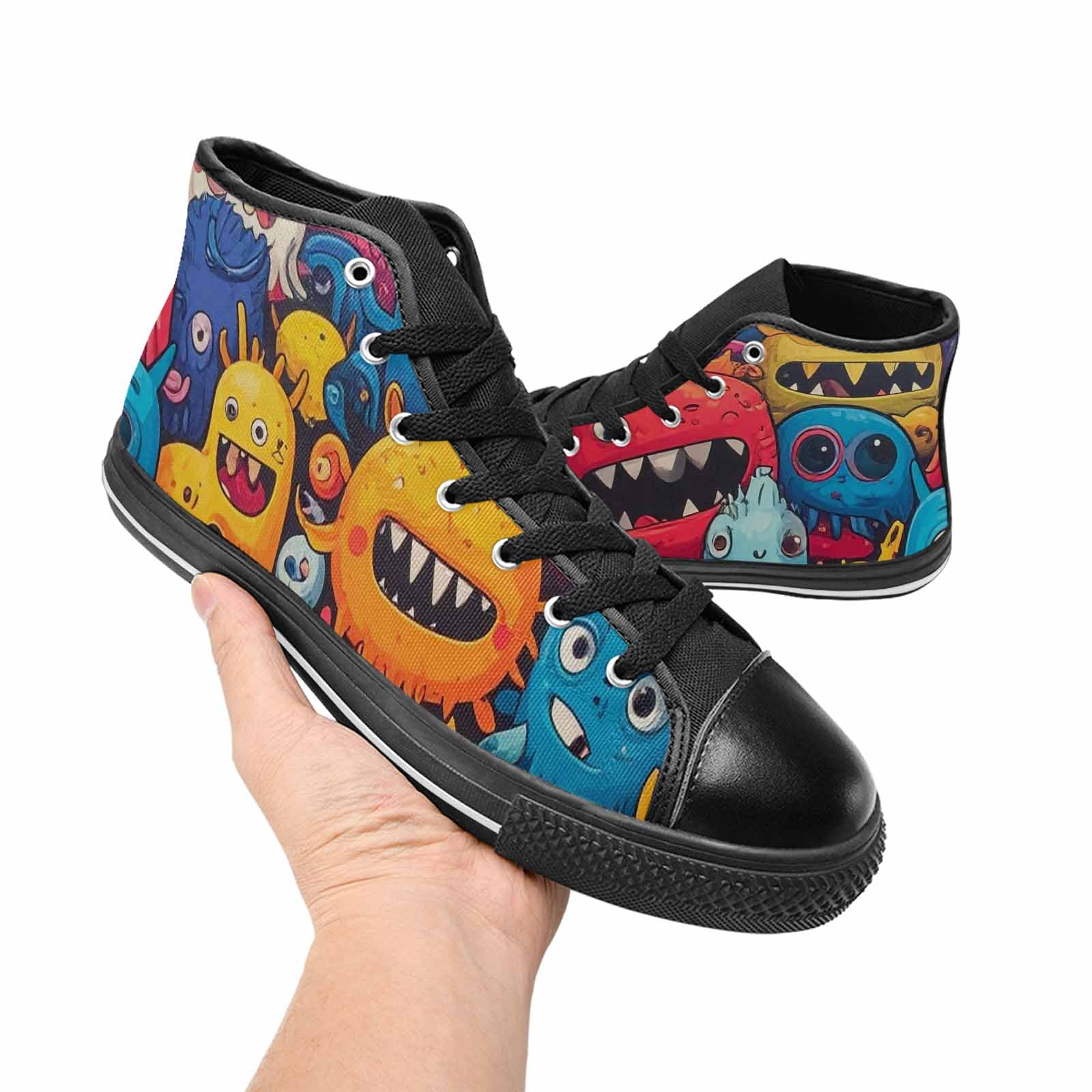 MEN'S Cartoon Monster Character High Top Canvas Surreal Custom Shoes