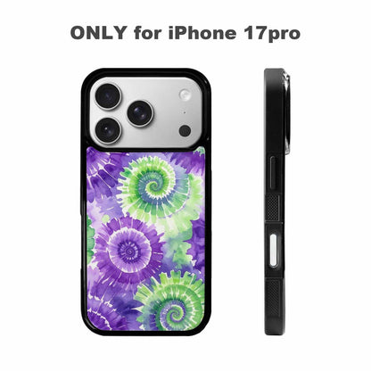 iPhone 17 Pro Case — Tie Dye Purple Green Blended Tie, Custom Phone Case