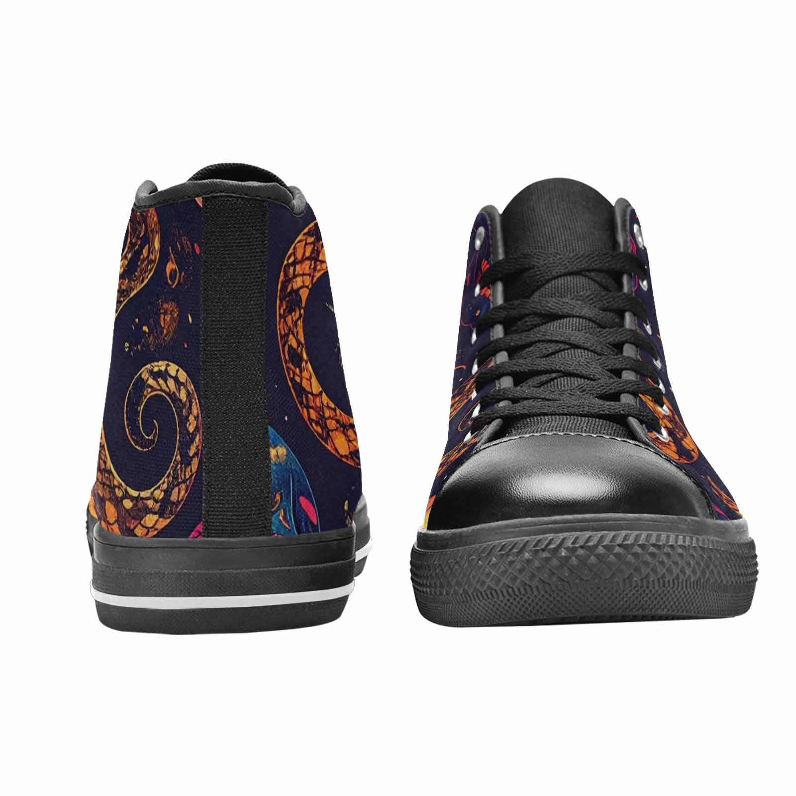 MEN'S Snake Skulls Print High Top Canvas Wallpaper Art Custom Shoes