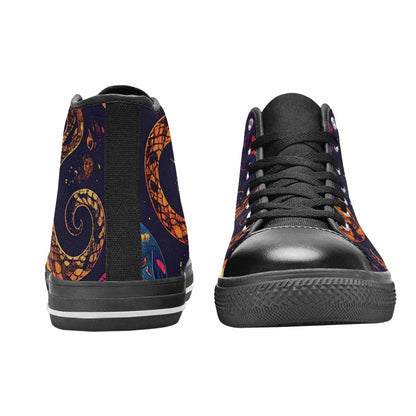 MEN'S Snake Skulls Print High Top Canvas Wallpaper Art Custom Shoes