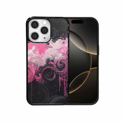 iPhone 15 Pro Max Case — Van Gogh Swirl Black Pink Ink, Custom Printed Phone Case