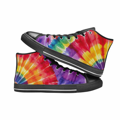 MEN'S Tie Dye Rainbow Spiral High Top Canvas Y2K Custom Shoes