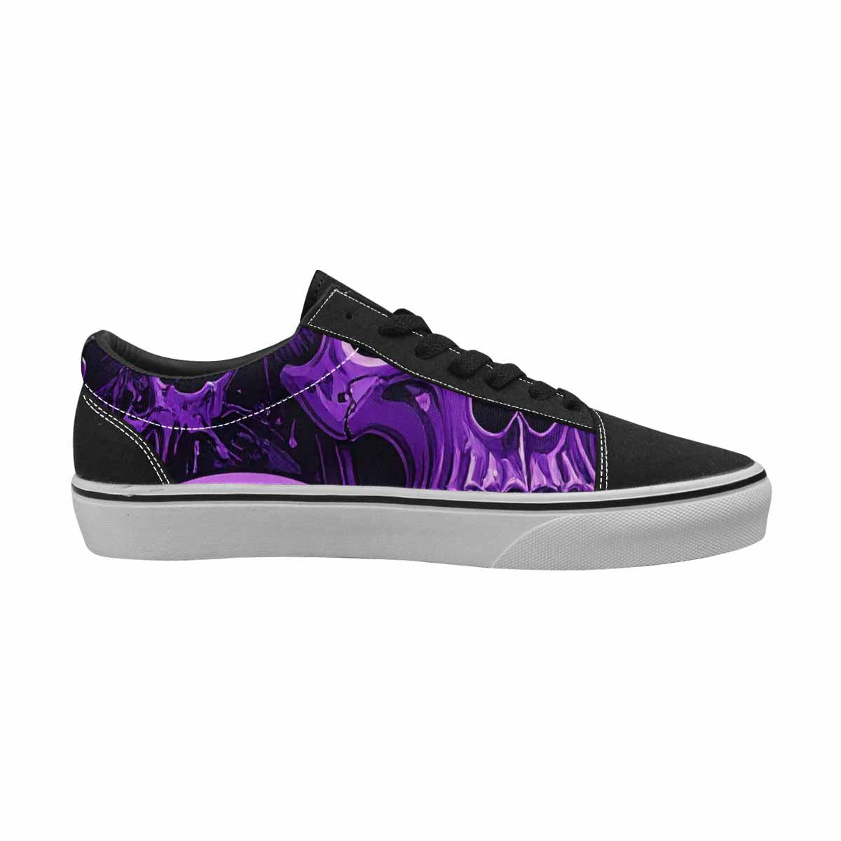 WOMEN'S Monochrome Purple Skeletons × Lace-Up Canvas Melting Art Custom Sneakers
