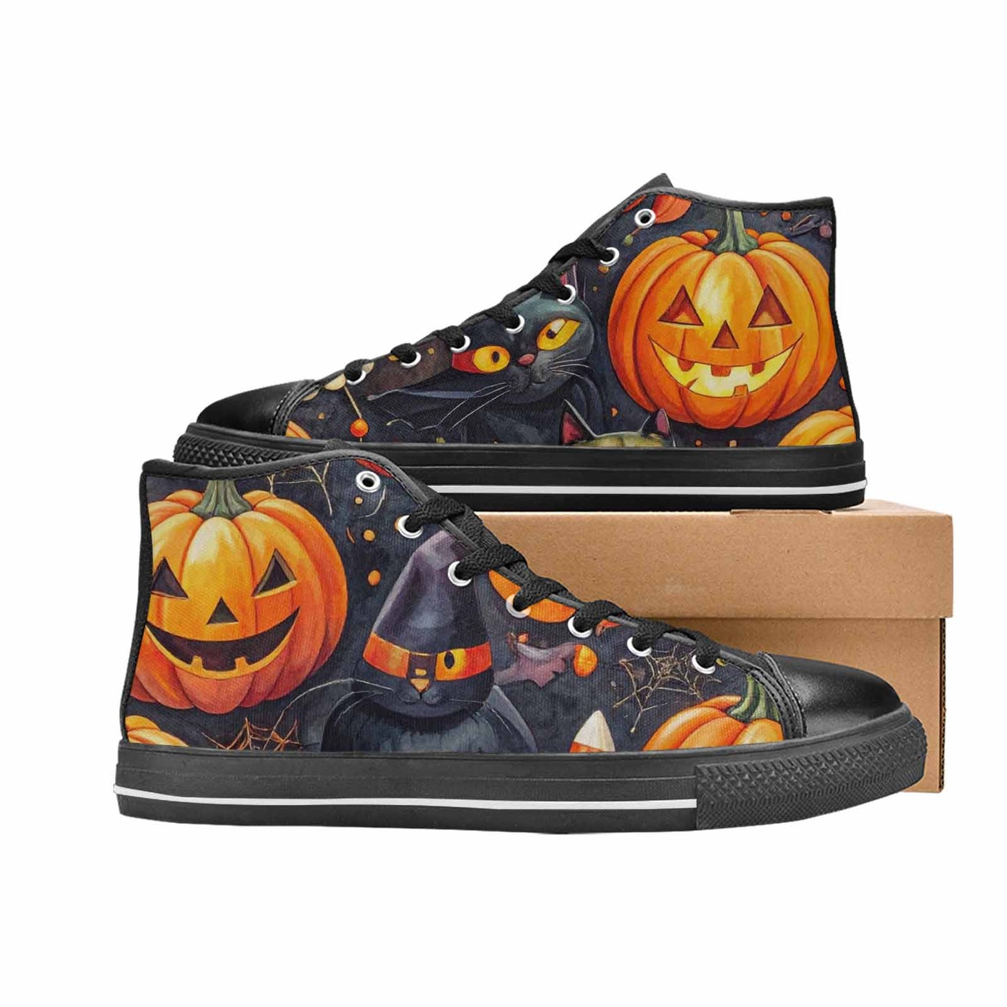MEN'S Halloween High Top Canvas Vibrant Chaos Custom Sneakers
