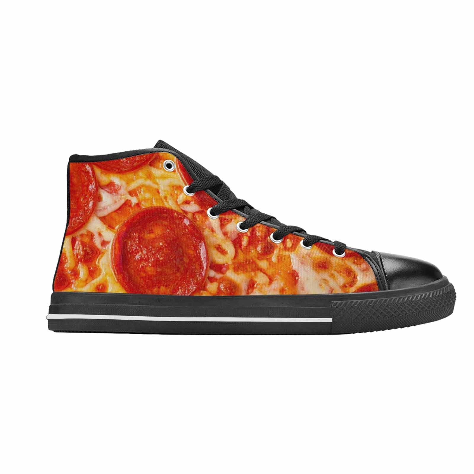 MEN'S Pepperoni Pizza Print High Top Canvas Dark Academia Custom Sneakers