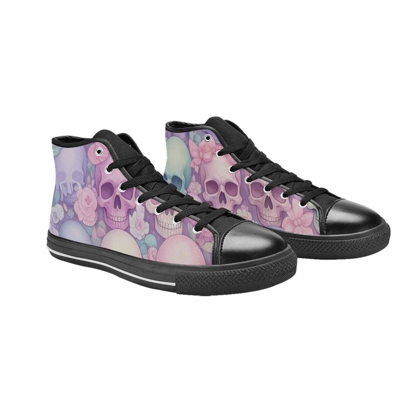 MEN'S Skulls - Pastel High Top Canvas Grunge Custom Shoes