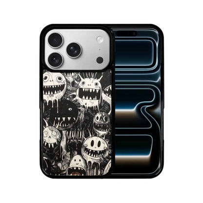 iPhone 17 Pro Case — Black Ink Linework Creature Pattern Original, Custom Print Case Cover