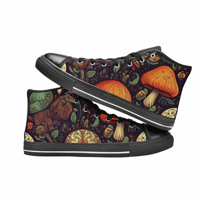 MEN'S Mushrooms And Skulls High Top Canvas Grunge Custom Shoes