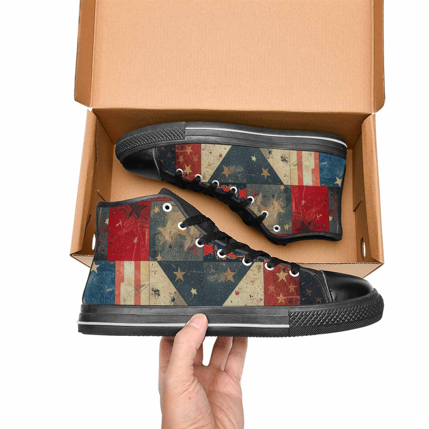 MEN'S American Flag Stars High Top Canvas Surreal Sneakers