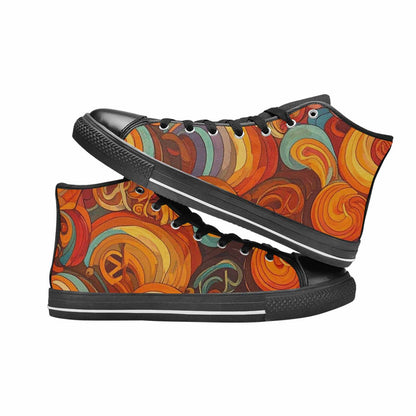 MEN'S Groovy 70S Peace High Top Canvas Neon Fantasy Shoes