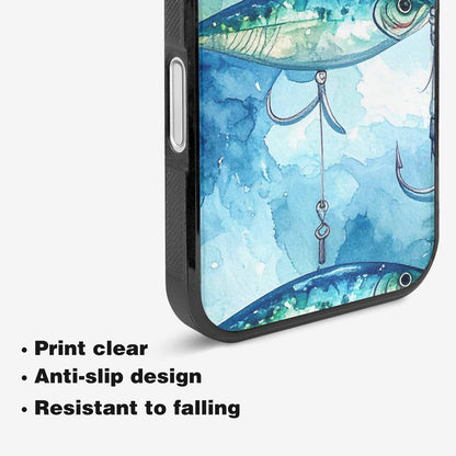 iPhone 16 Plus Case — Fishing Lure And Hook Pattern Seamless, Custom Made Phone Cover
