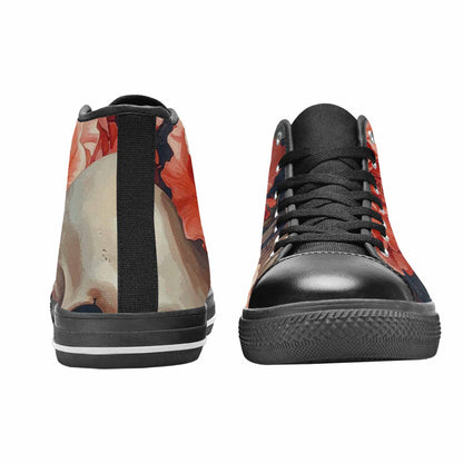 WOMEN'S Skulls Roses Soft Airbrush High Top Canvas Dreamcore Custom Sneakers