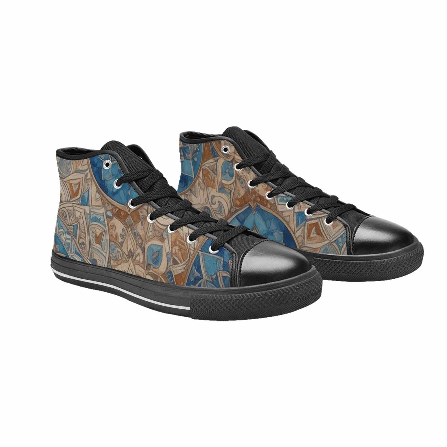 MEN'S Mandala High Top Canvas Neon Fantasy Custom Sneakers