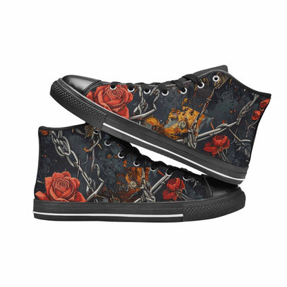 MEN'S Barbed Wire Chain High Top Canvas Surreal Custom Sneakers