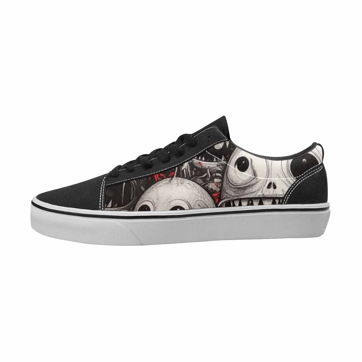 WOMEN'S Monsters Black & Red Ink Canvas Bold Print Cottagecore Custom Shoes