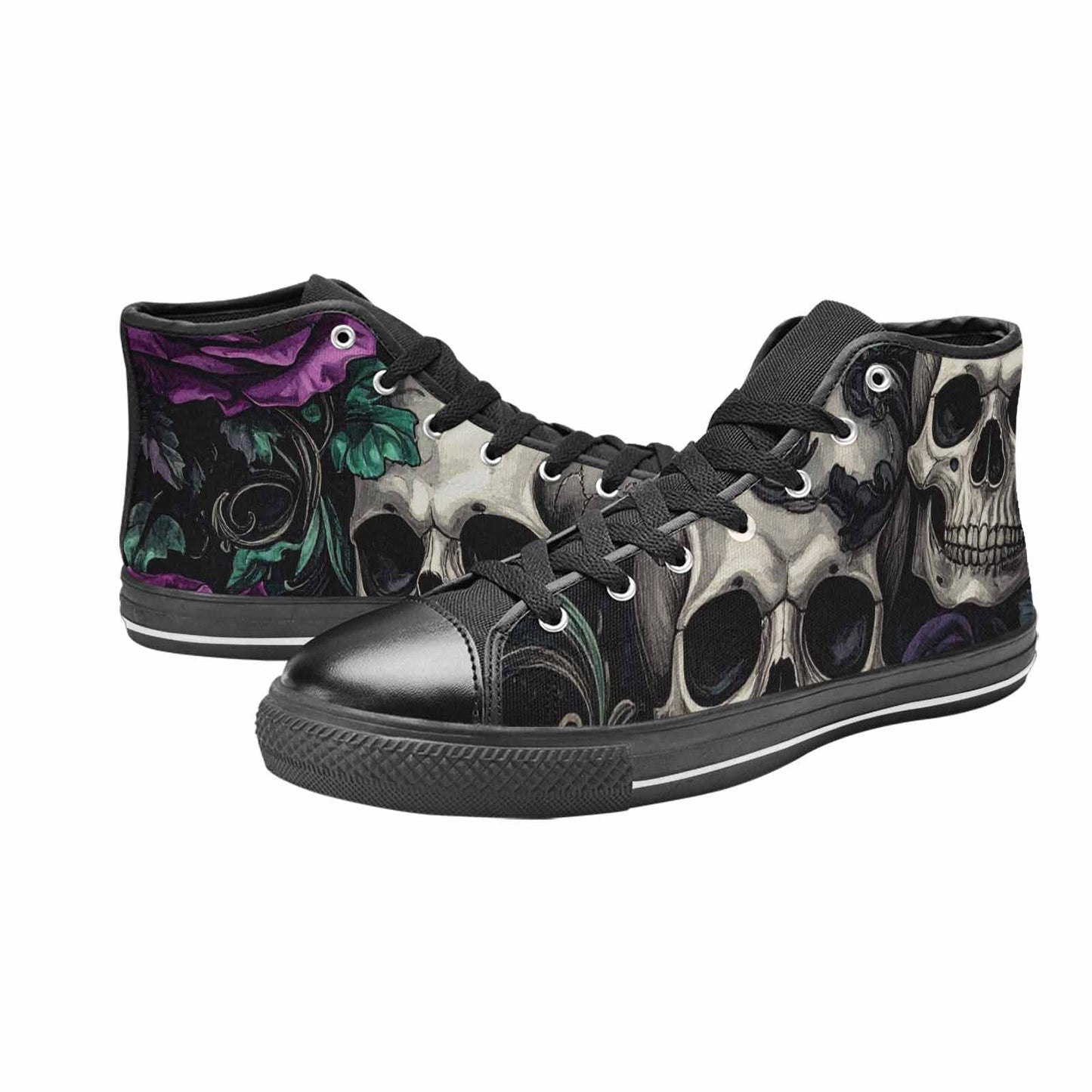 WOMEN'S Skulls Roses Gothic Filigree High Top Canvas Cottagecore Custom Shoes