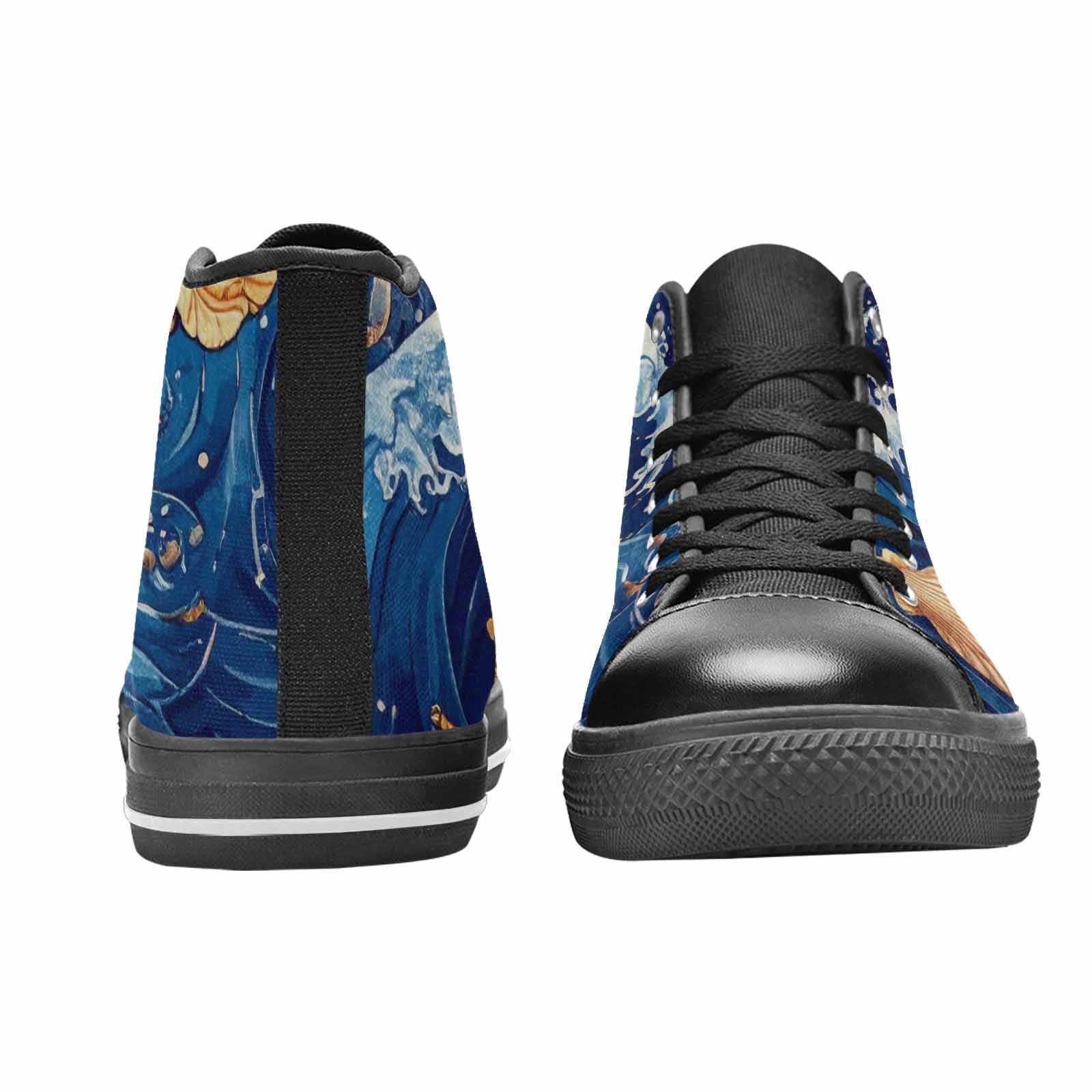 MEN'S Ocean Wave High Top Canvas Aesthetic Custom Sneakers