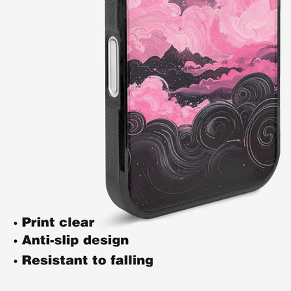 iPhone 16 Case — Van Gogh Swirl Black Pink Ink, Custom Print Case Cover