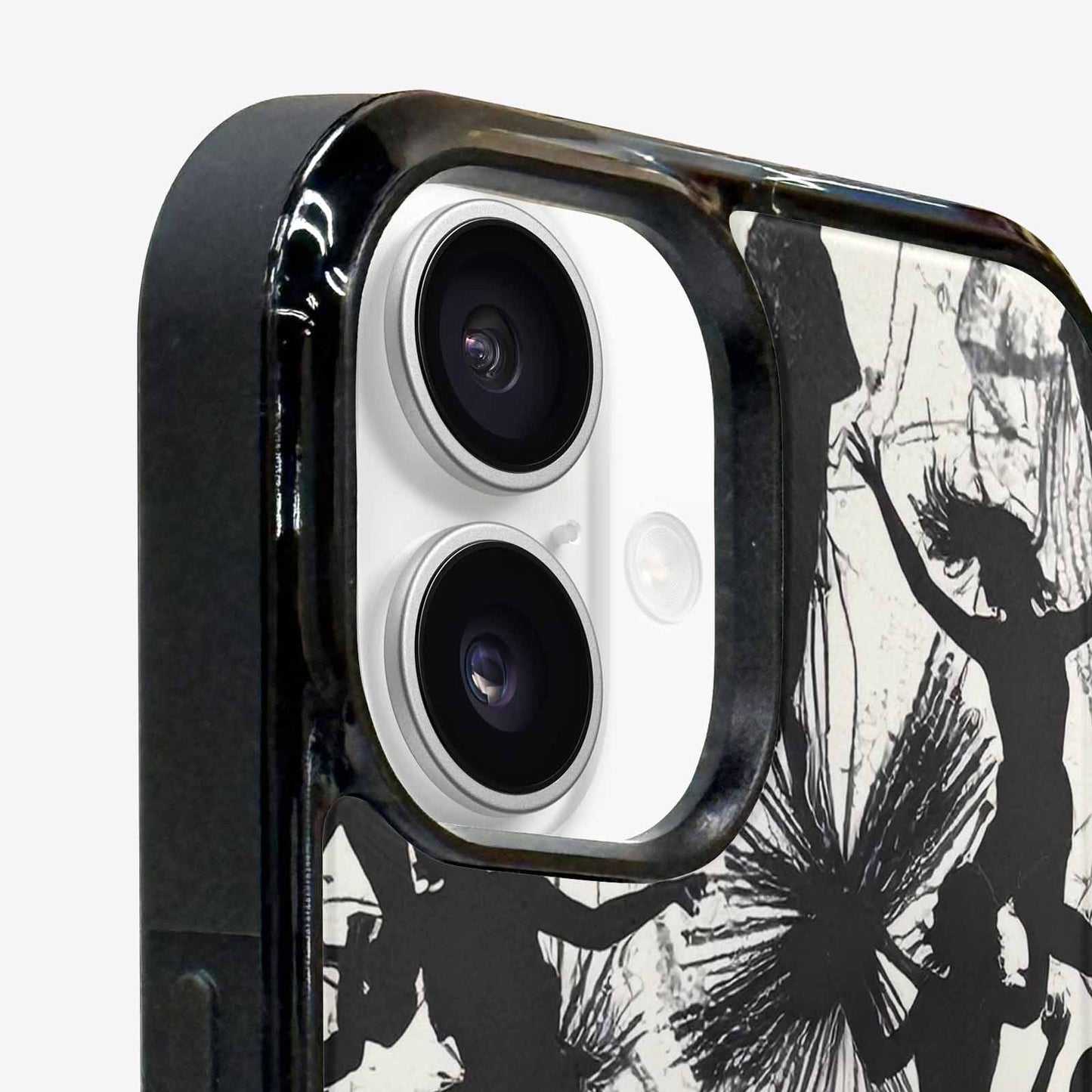 iPhone 16 Plus Case — Bold Dancing Figure Line Art Pattern, Custom Printed Phone Case