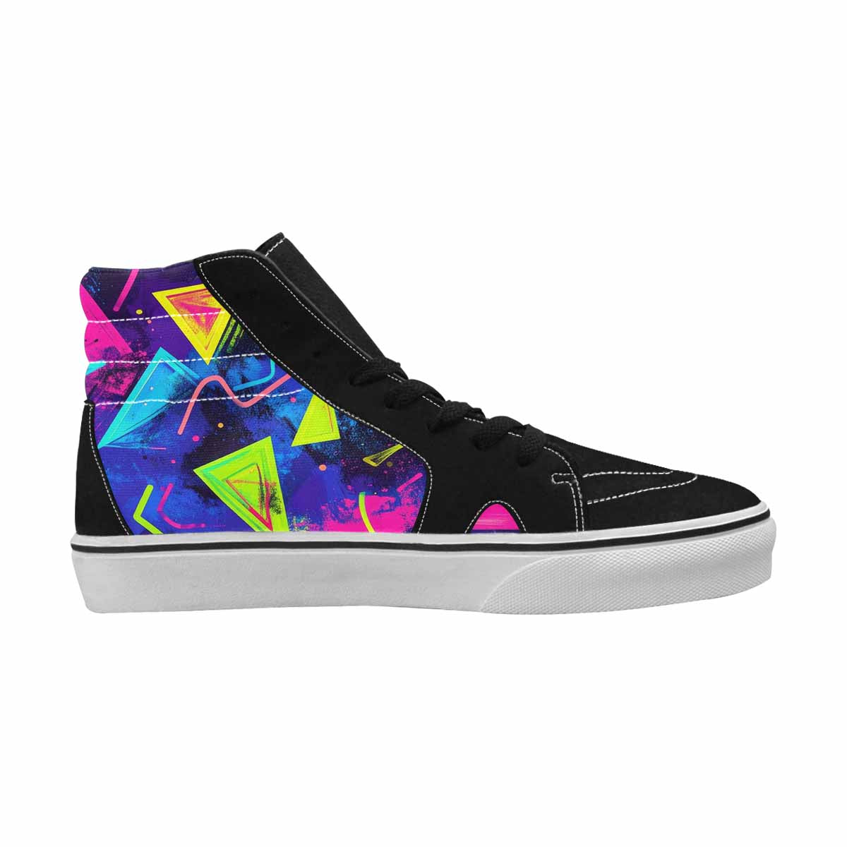 MEN'S Memphis Squiggles Triangles Dots High Top Canvas Neon Fantasy Custom Sneakers