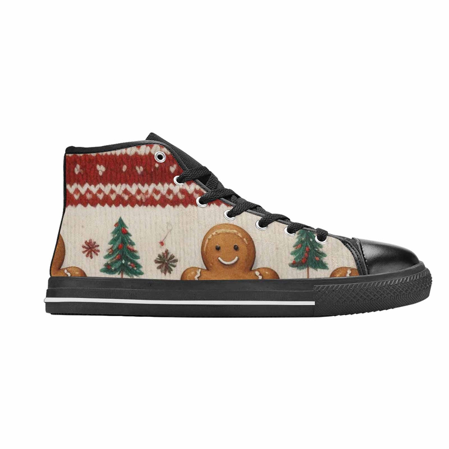 MEN'S Christmas Holly Snowflake High Top Canvas Vivid Custom Sneakers