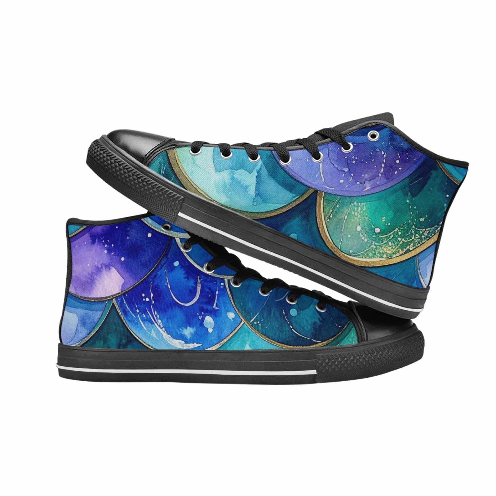 MEN'S Mermaid Scale High Top Canvas Vivid Sneakers