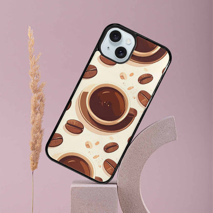 iPhone 15 Plus Case — Coffee Cup And Bean Pattern Seamless, Customized Protective Case