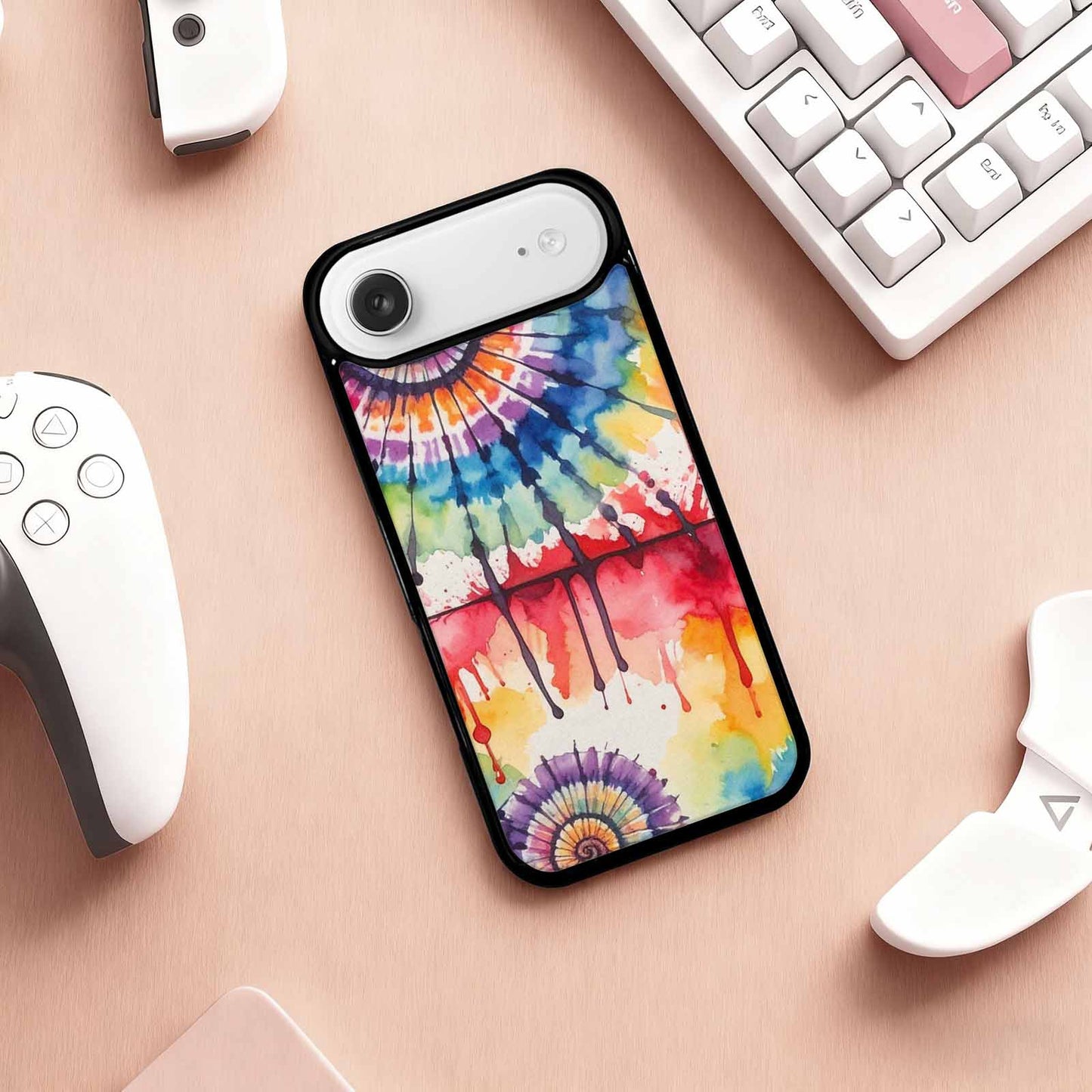 iPhone 17 Air Case — Tie Dye Swirls Black Red Tie, Custom Printed Phone Case