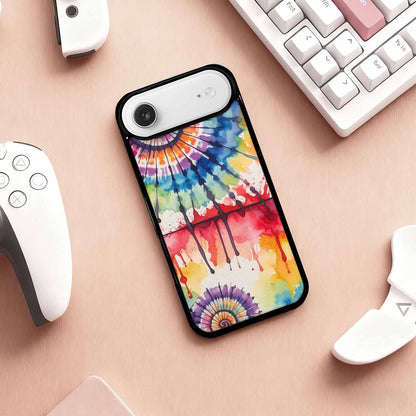 iPhone 17 Air Case — Tie Dye Swirls Black Red Tie, Custom Printed Phone Case