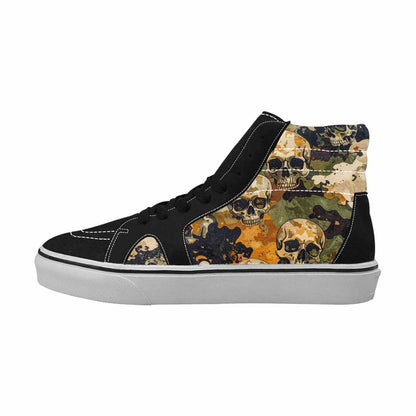 WOMEN'S Military Camo Skull High Top Canvas Wallpaper Art Custom Shoes