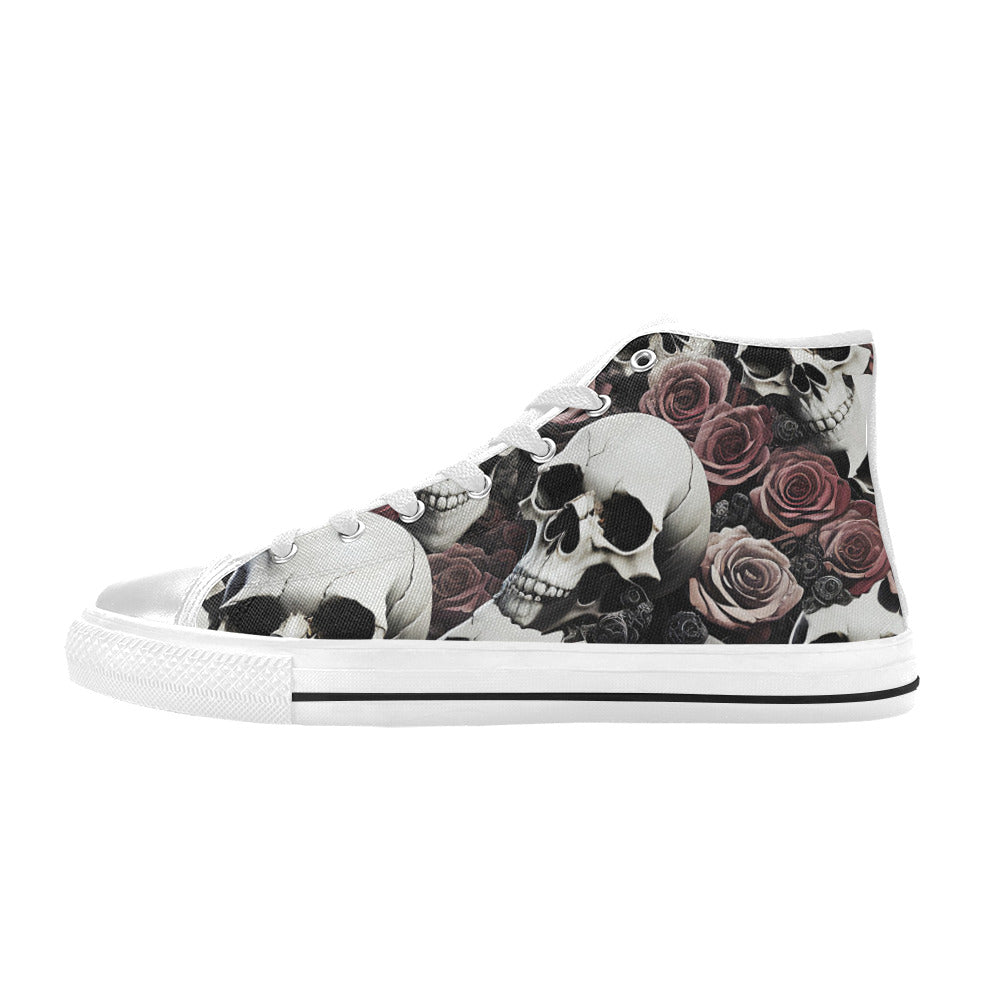 MEN'S Rose Skulls Dark 7 High Top Canvas Grunge Custom Shoes