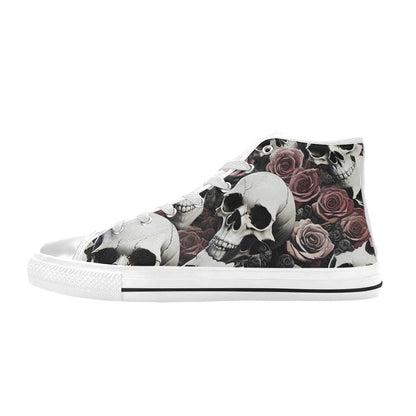 MEN'S Rose Skulls Dark 7 High Top Canvas Grunge Custom Shoes