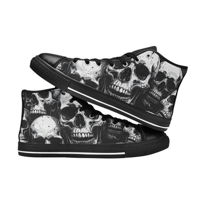 MEN'S Aggressive Comic Skull Black High Top Canvas Neon Fantasy Custom Sneakers